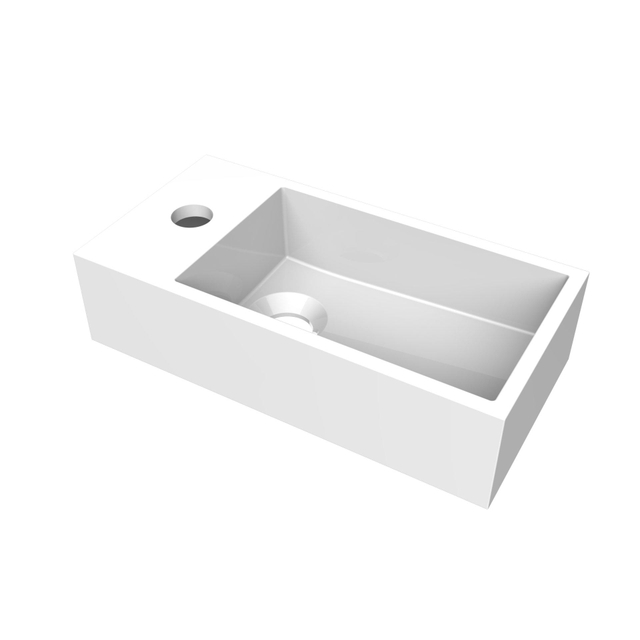 Arcqua Arcqua Flair fontein - 36x18x9cm - cast marble - 1 kraangat - links - glans wit WAS102174