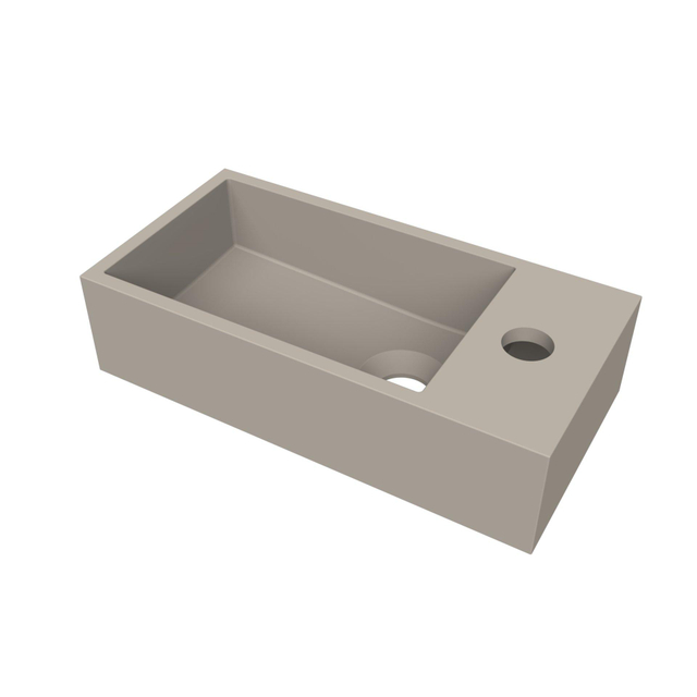 Arcqua Arcqua Flair fontein - 36x18x9cm - cast marble - 1 kraangat - rechts - mat klei WAS852402