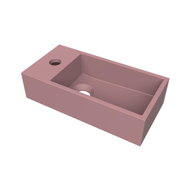 Arcqua Arcqua Flair fontein - 36x18x9cm - cast marble - 1 kraangat - links - mat roze WAS400443