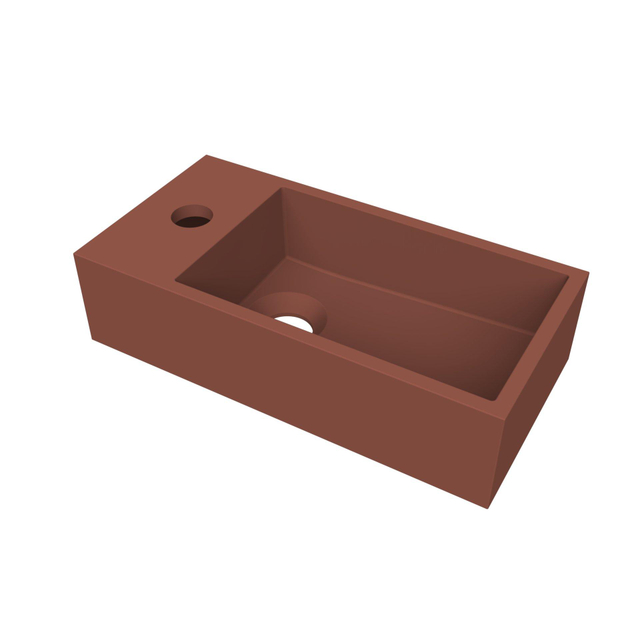 Arcqua Arcqua Flair fontein - 36x18x9cm - cast marble - 1 kraangat - links - mat terracotta WAS757663