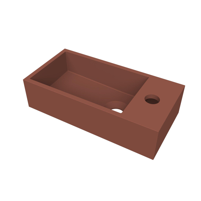 Arcqua Arcqua Flair fontein - 36x18x9cm - cast marble - 1 kraangat - rechts - mat terracotta WAS753097