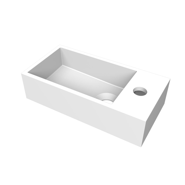 Arcqua Arcqua Flair fontein - 36x18x9cm - cast marble - 1 kraangat - rechts - mat wit WAS115735