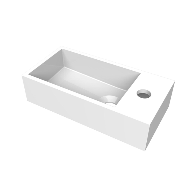 Arcqua Arcqua Flair fontein - 36x18x9cm - cast marble - 1 kraangat - rechts - glans wit WAS108770