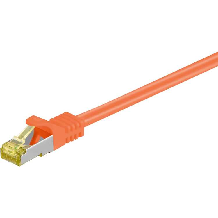 Pro Pro RJ45 patch cord CAT 6A S/FTP (PiMF) 500 MHz with CAT 7 raw cable orange 7.5 meter - Oranje