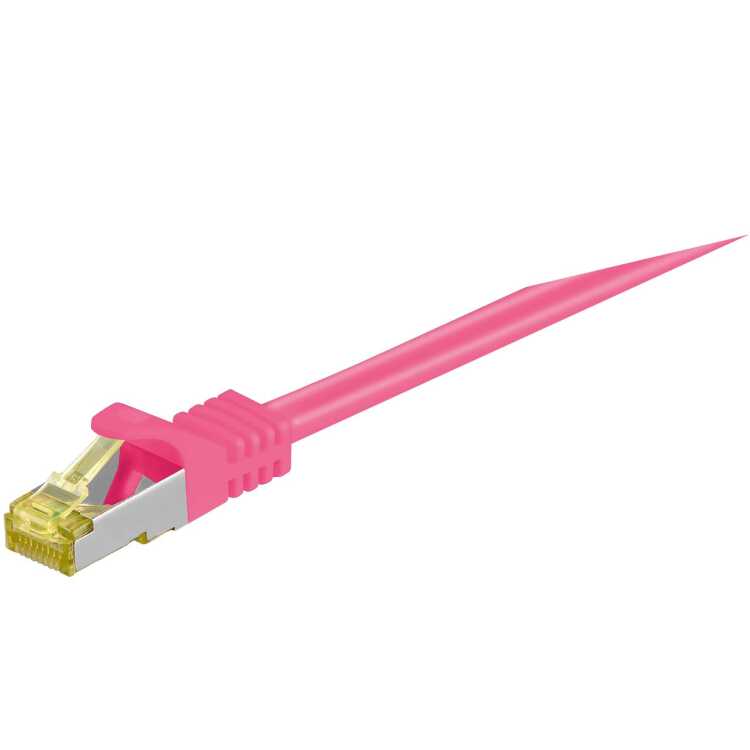 Pro Pro RJ45 patch cord CAT 6A S/FTP (PiMF) 500 MHz with CAT 7 raw cable magenta 7.5 meter - Roze
