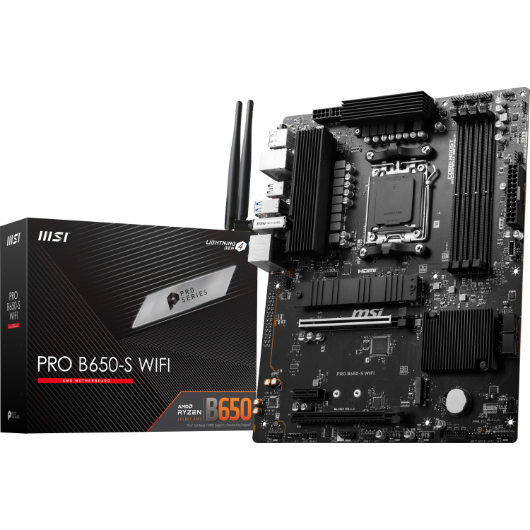 MSI MSI PRO B650-S WIFI Moederbord - AMD B650 - AMD AM5 socket - DDR5 RAM - ATX