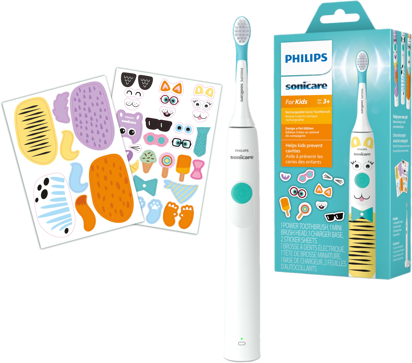 Philips Elektrische tandenborstel For Kids Design a Pet Edition Power toothbrush - Blauw