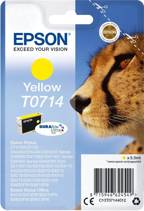 Epson T0713 Singlepack DURABrite Ultra Ink - Geel