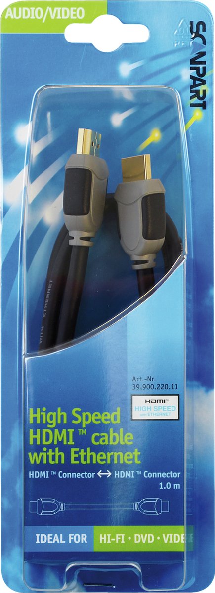 Scanpart Scanpart High Speed HDMI kabel met Ethernet 1.0m HDMI kabel - Zwart