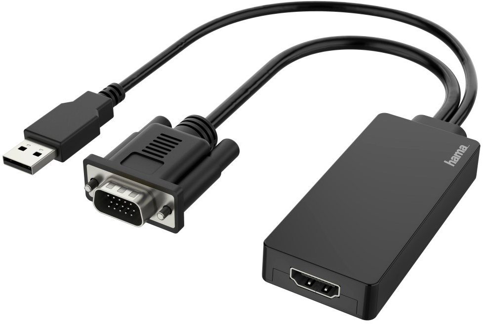 Hama Hama Video-adapter, VGA+USB-stekker - HDMI-aansluiting, Full-HD 1080p HDMI kabel - Zwart