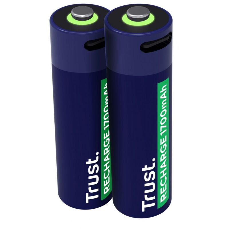 Trust Trust Via USB-C oplaadbare AA-batterijen (2 stuks) Batterij - Blauw