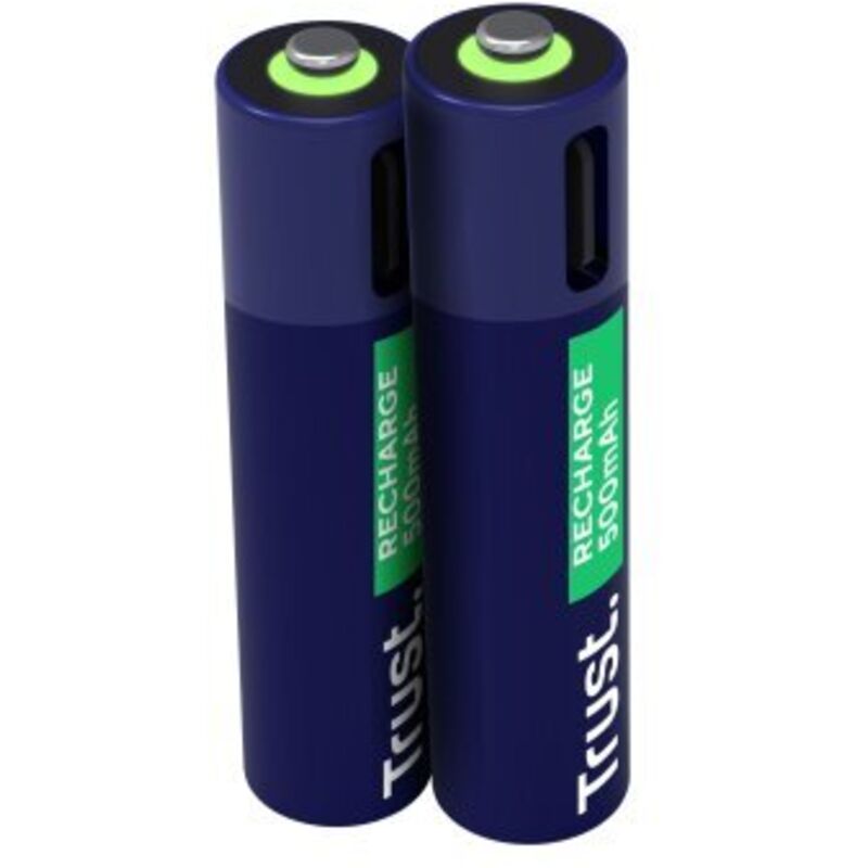 Trust Trust Via USB-C oplaadbare AAA-batterijen (2 stuks) Batterij - Blauw