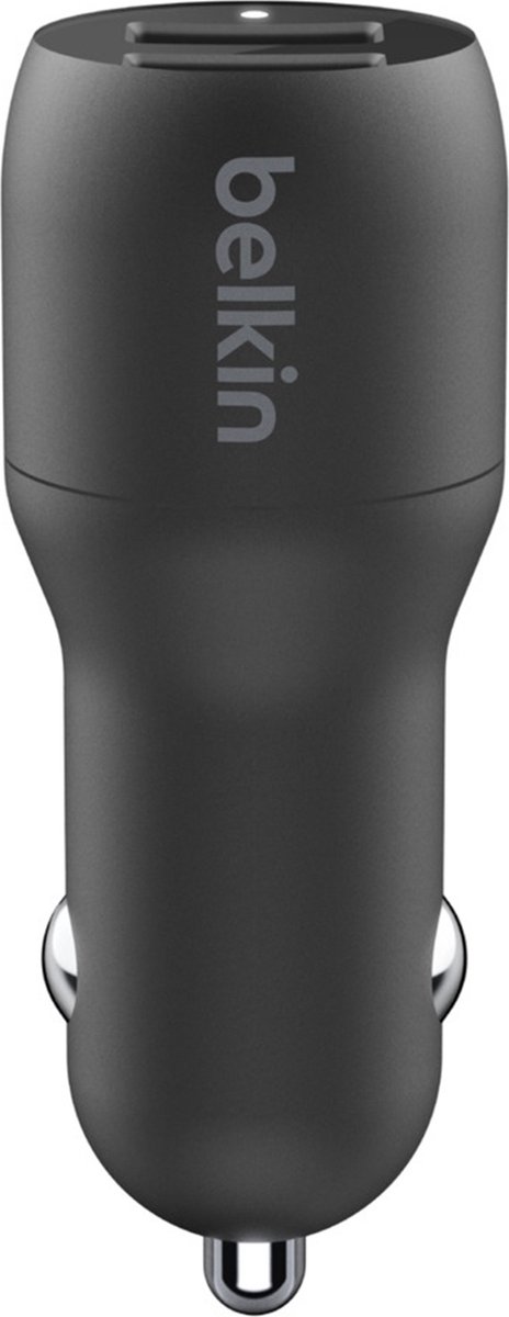 Belkin Dual USB-A Car Charger 24 Watt met PVC USB-A-naar-micro-USB-kabel 1 Meter - Zwart