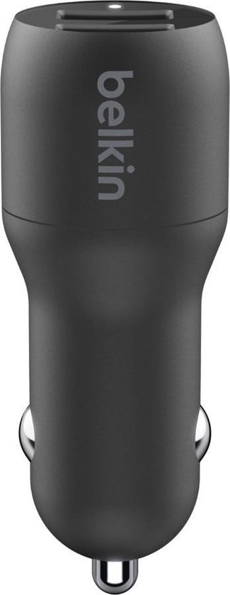Belkin Dual USB-A Car Charger 24 Watt met PVC USB-A-naar-micro-USB-kabel 1 Meter - Zwart