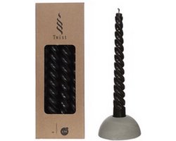 Hortus Twist kaarsen set 4 stuks dia. 2.2 x H 19 cm - - Zwart