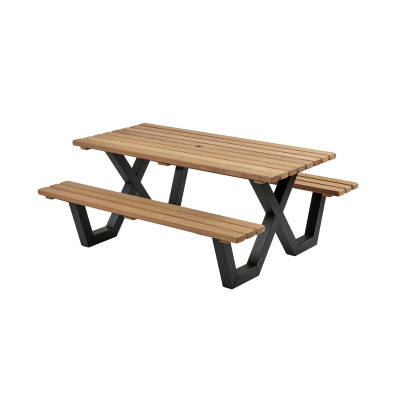 Talen Buitenmeubelen Picknicktafel hardhout metalen frame 180x160 cm -
