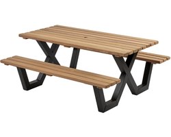 Talen Buitenmeubelen Picknicktafel hardhout metalen frame 180x160 cm -
