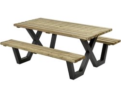 Talen Buitenmeubelen Picknicktafel geimpregneerd metalen frame 200x160 cm -