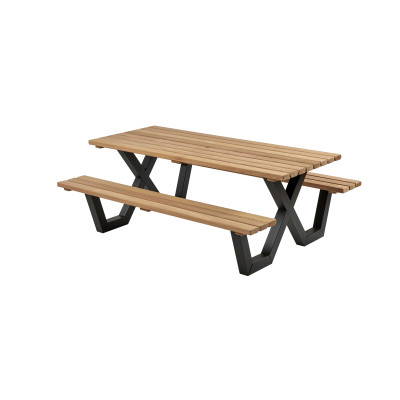 Talen Buitenmeubelen Picknicktafel hardhout metalen frame 200x160 cm -