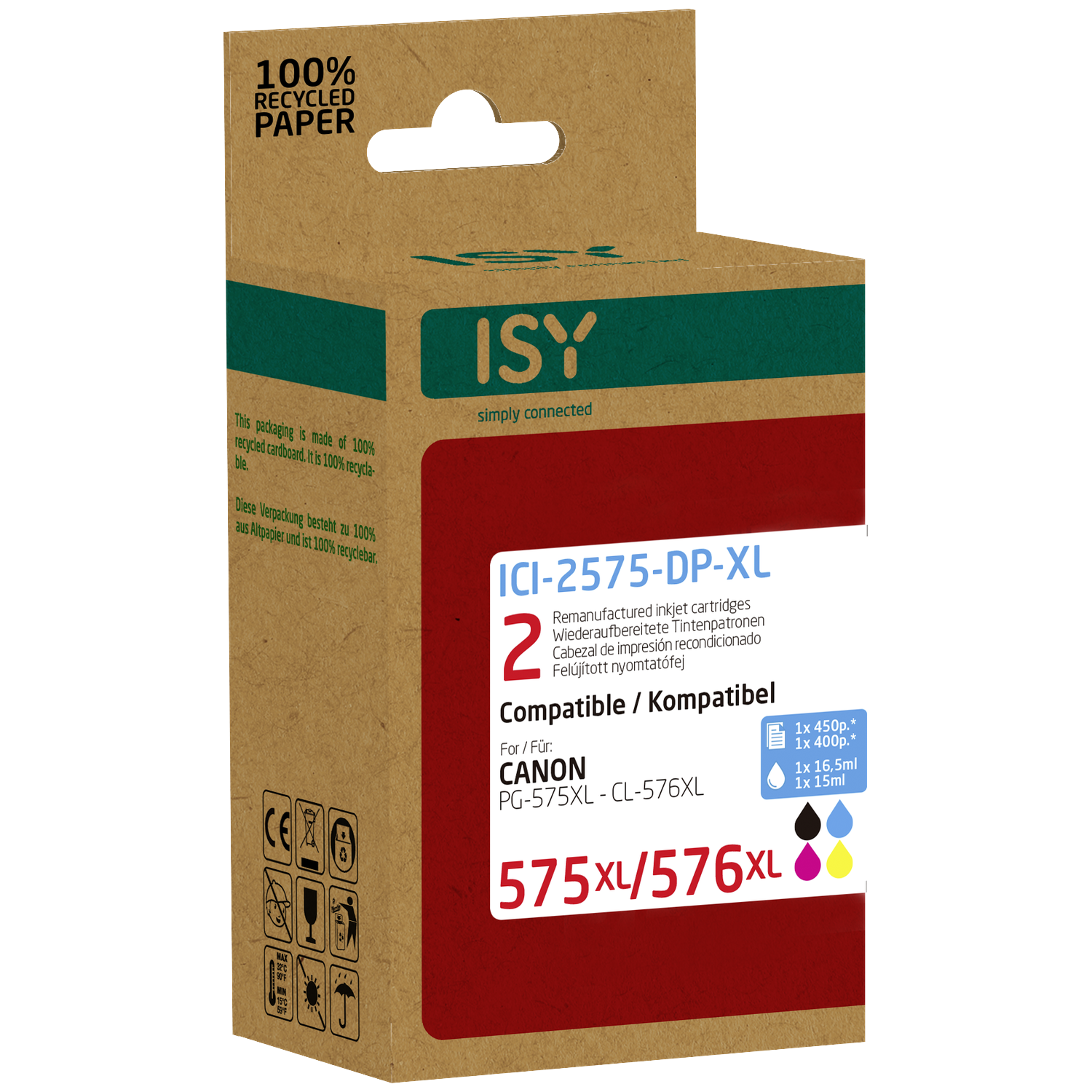 ISY ISY Multipack 2 Canon 575xl+576xl Zwart/color