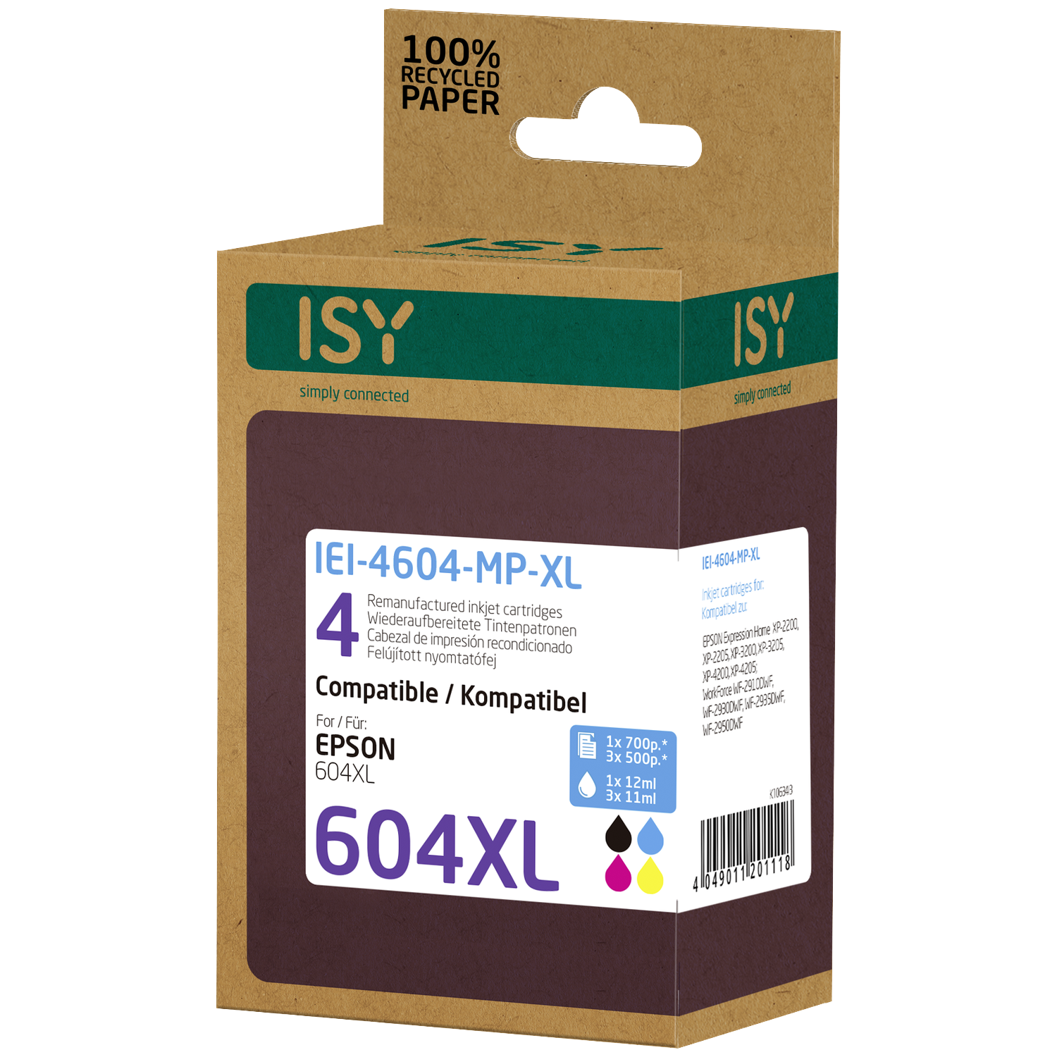 ISY ISY Multipack 4 Epson 604xl Bcmy Zwart/color