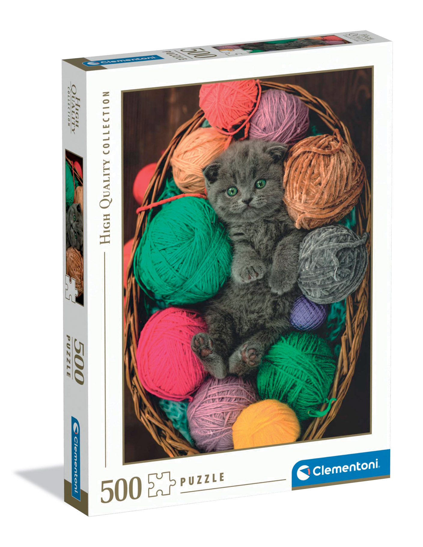 Top1Toys Clementoni puzzel kitten in mand met wol 500 stukjes