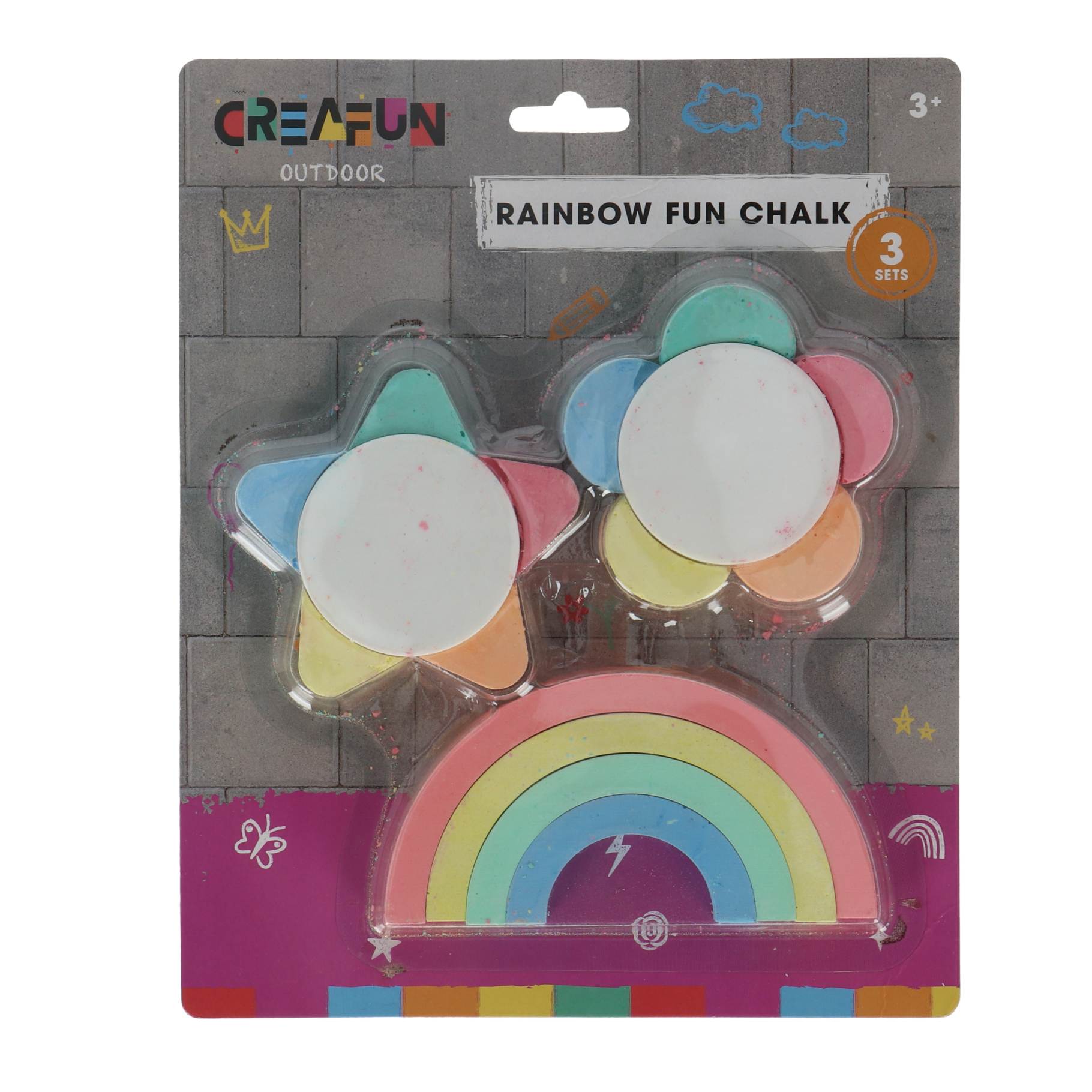 Top1Toys Stoepkrijt funset 3 stuks Creafun outdoor