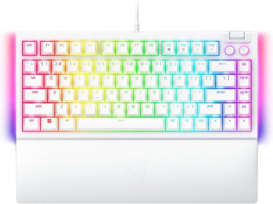 Razer BlackWidow V4 75% Hot-swappable Mechanical Gaming Keyboard - White Edition - US Qwerty Layout