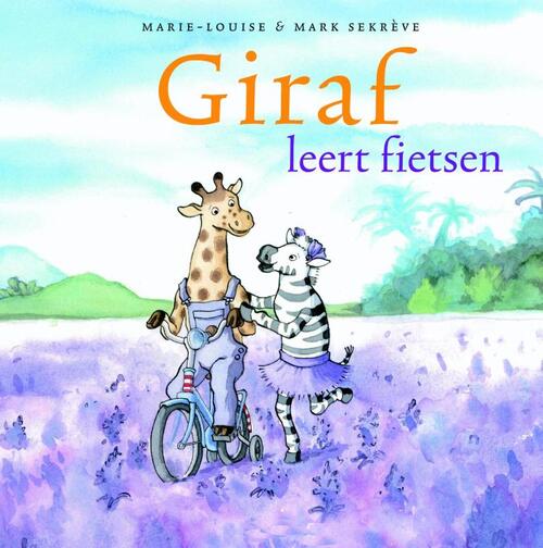 Giraf leert fietsen