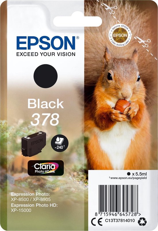 Epson 378 Singlepack Claria Photo HD Ink - Zwart