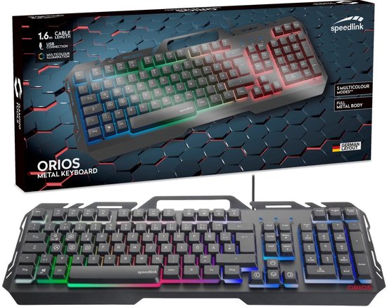 SPEEDLINK Orios Metal RGB toetsenbord Gamen USB Zwart