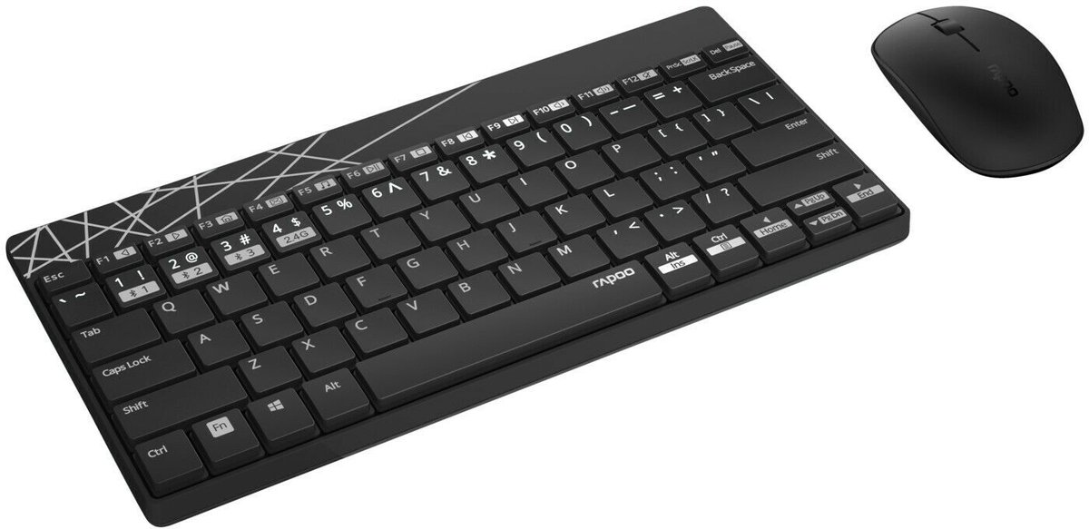 Rapoo 8000M toetsenbord Inclusief muis Universeel Bluetooth QWERTZ Duits Zwart
