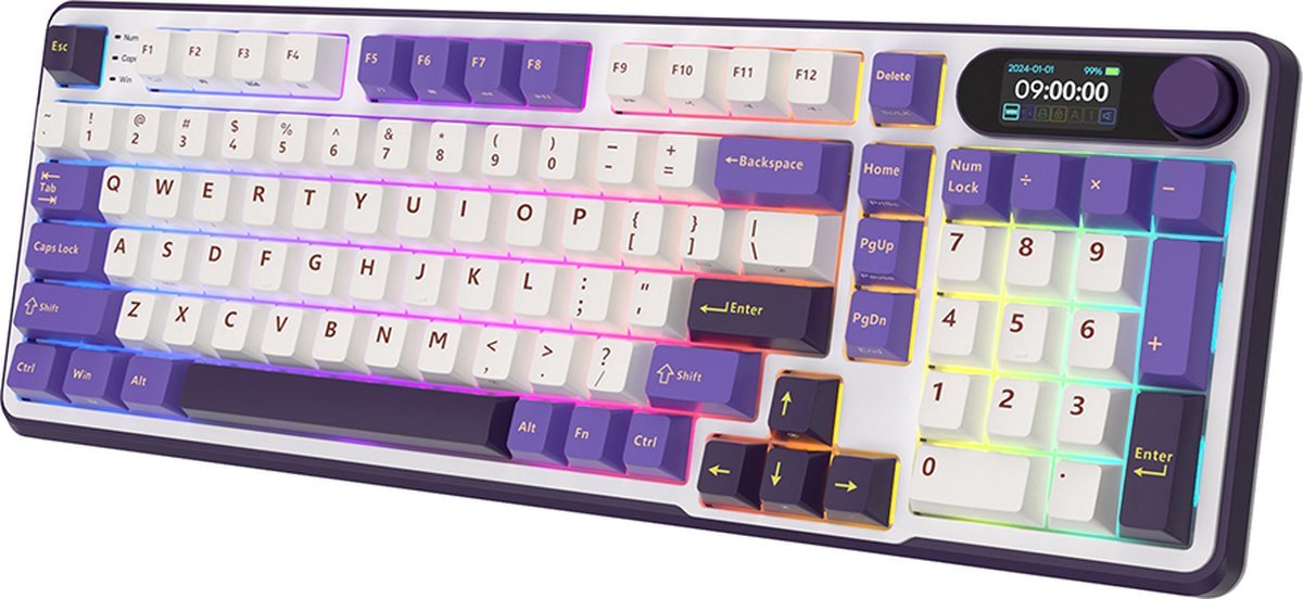 Royal Kludge RKS98 - Mechanisch Gaming Toetsenbord - Draadloos - RGB - Met LCD-scherm