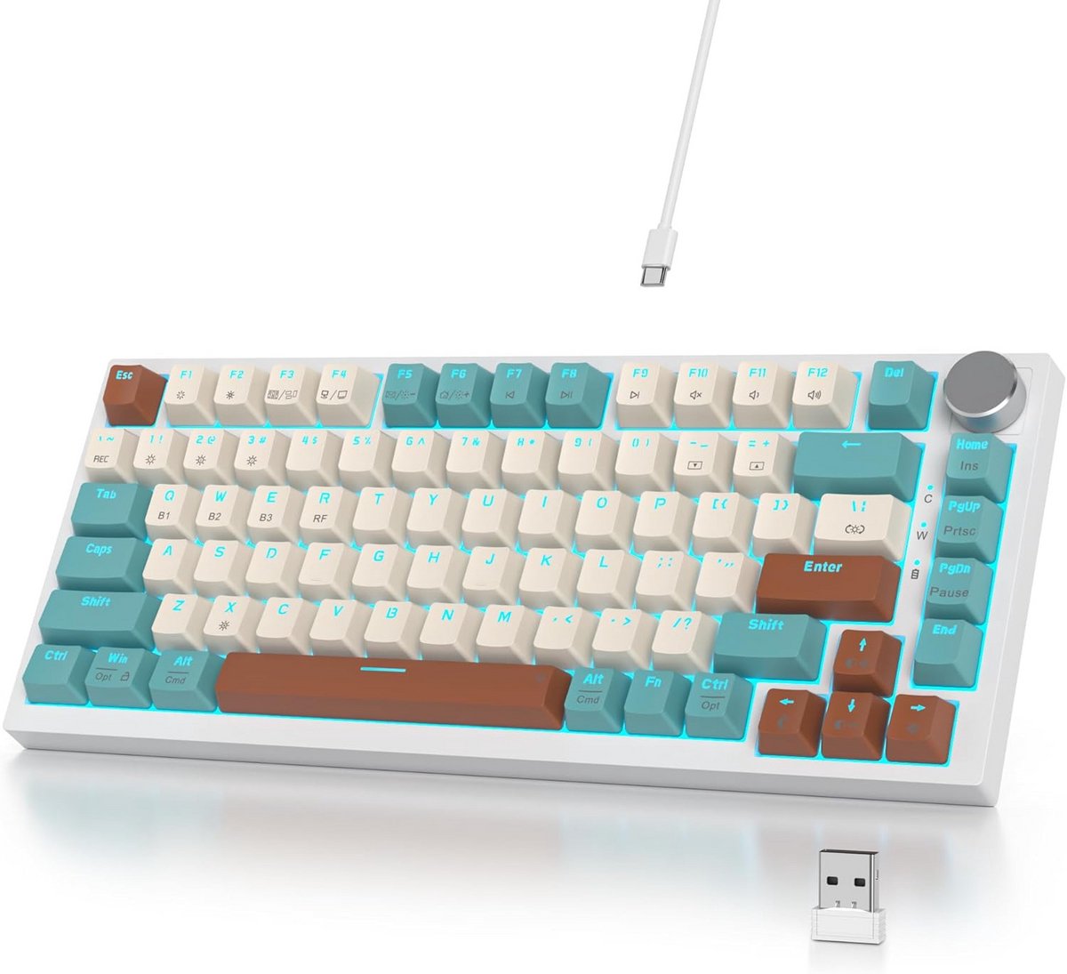 Compact 75% Mechanisch Toetsenbord QWERTY Draadloos met RGB, Gasket Mount en Hot-Swap