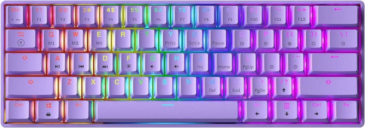 Compact Mechanisch Gaming Toetsenbord 61 Toetsen RGB Verlicht Bedraad Programmeerbaar voor PC/Mac