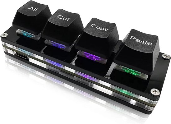 Programmeerbaar Mini Macro Toetsenbord 4 Toetsen met Sneltoetsen voor Werken en Gaming
