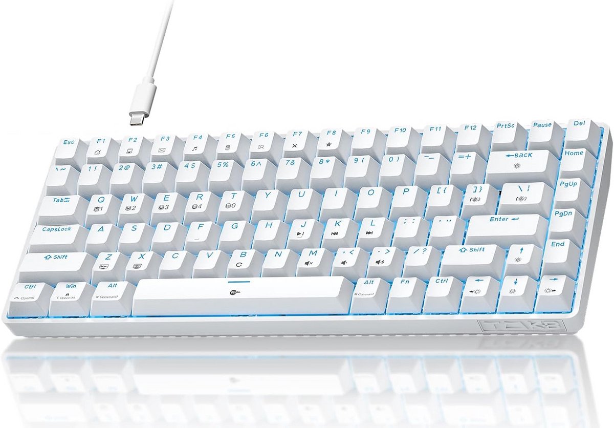 Mechanisch Gaming Toetsenbord 84 Toetsen QWERTY Blauwe LED Brown Switches