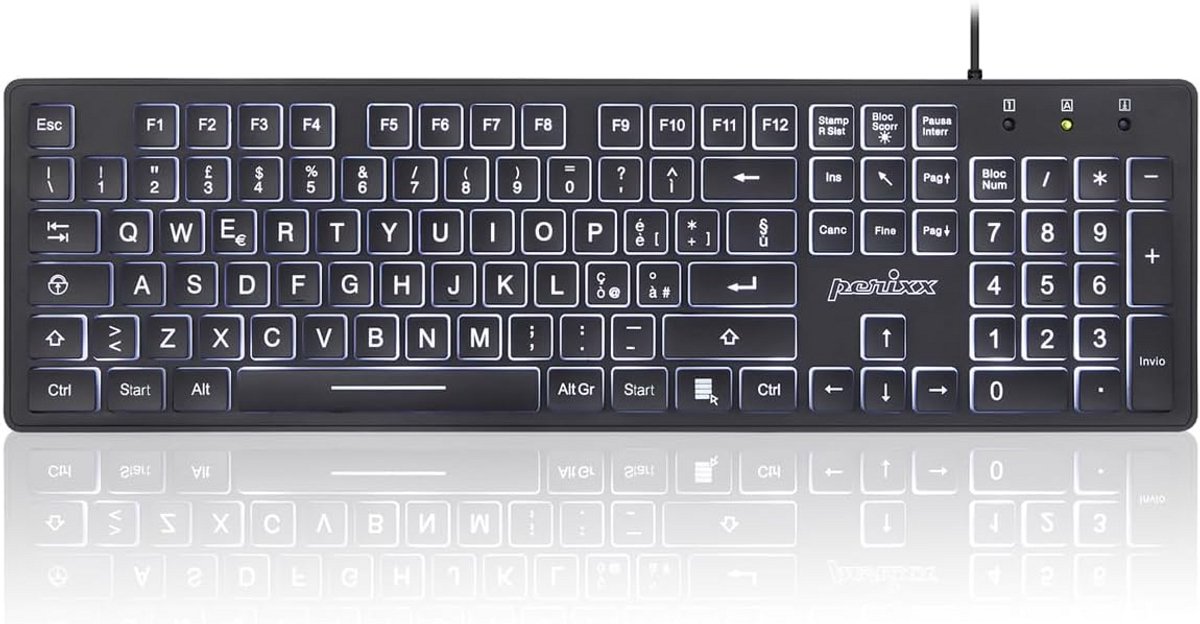 Verlicht QWERTY Toetsenbord met Grote Letters en Italiaanse Layout
