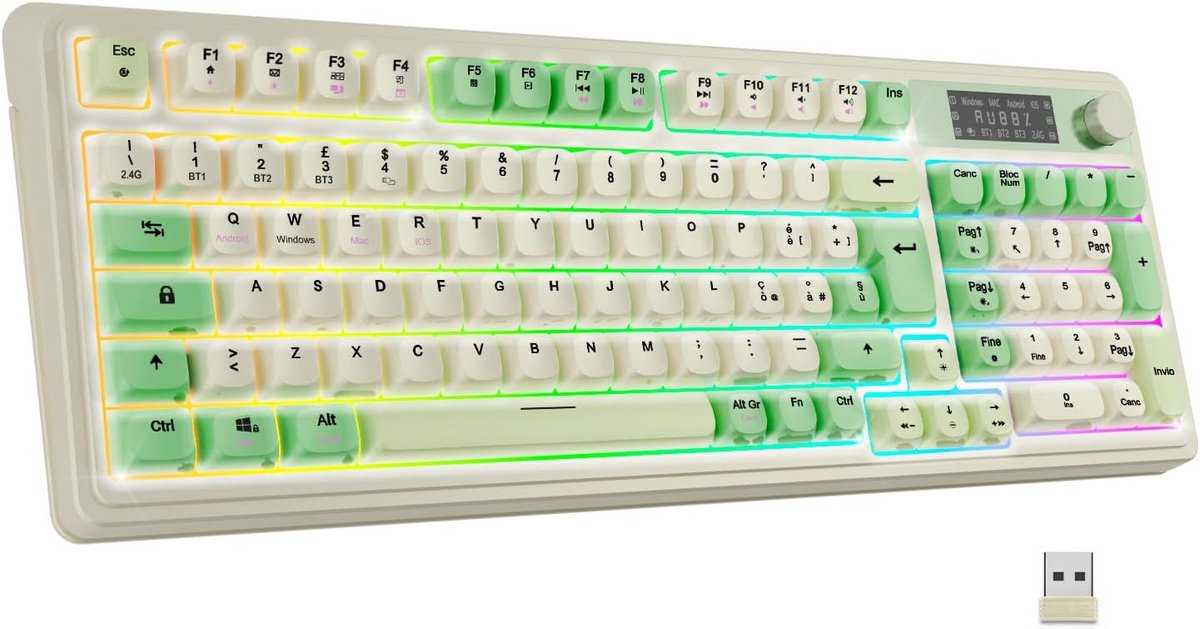 Draadloos toetsenbord Oplaadbaar met WiFi, Bluetooth en USB-C Aansluiting