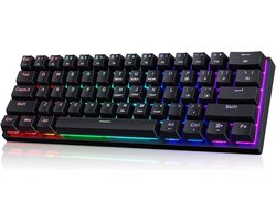 60% Mechanisch Gaming Toetsenbord Compact 61 Toetsen Bedraad Blauwe Switches RGB Verlichting