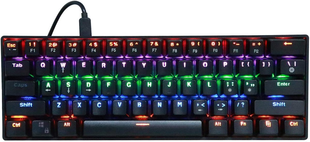 Mechanisch Gamingtoetsenbord 61 Toetsen met Verlichting - Compact en Ergonomisch