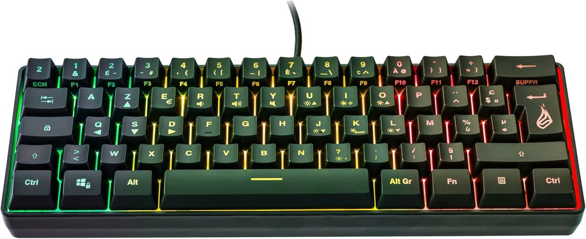Compact Gaming-toetsenbord 60% met RGB Verlichting en Multimedia Functies