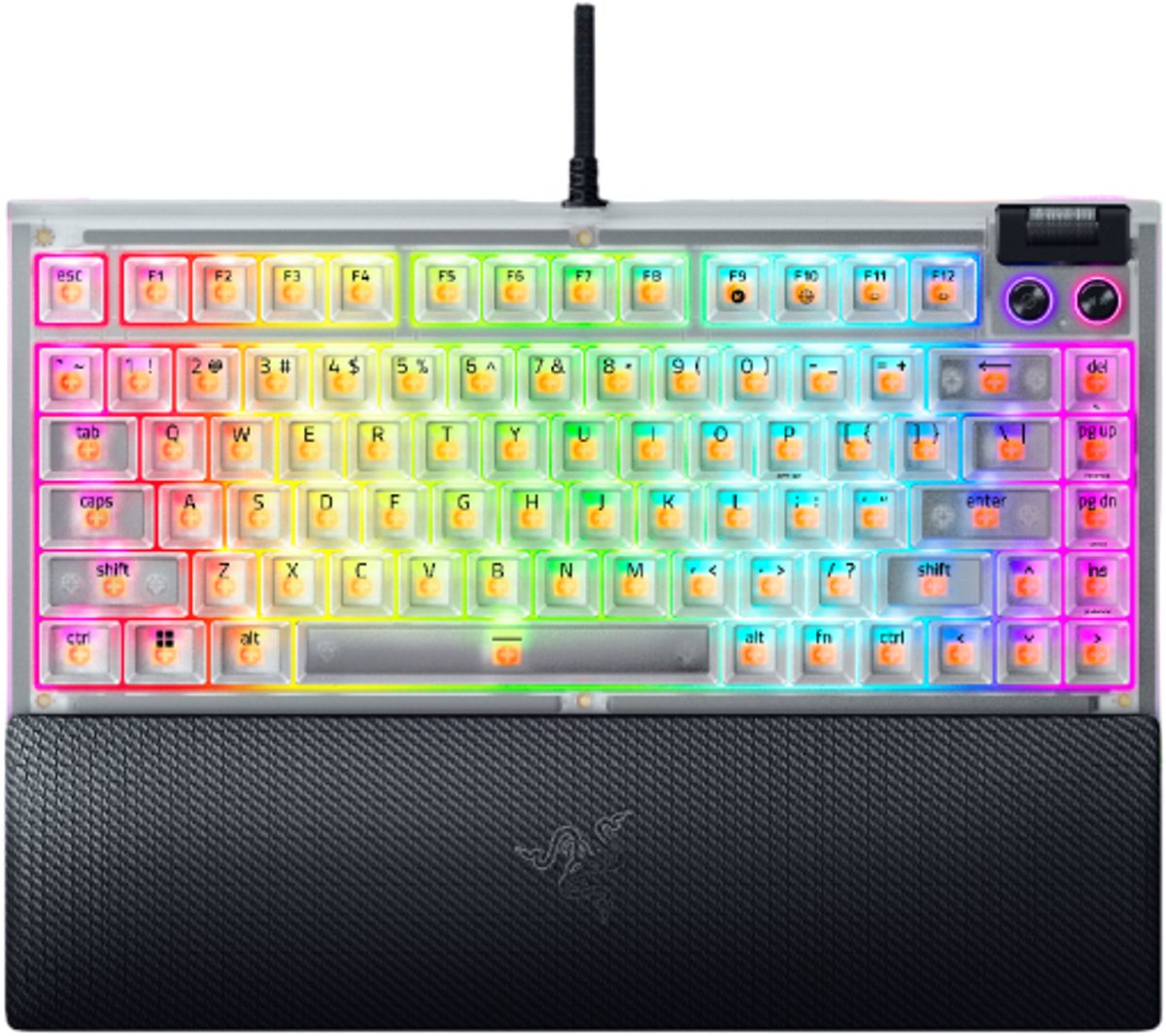 Razer BlackWidow V4 75% - Gaming Toetsenbord - Mechanische Orange Switch - RGB - Qwerty - Wit/Zwart