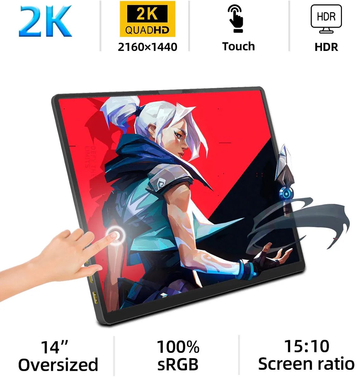 ZSUS - Draagbare Monitor - 2K Resolutie - 60Hz - HDR - Voor Gamers en Professionals - Model 2025