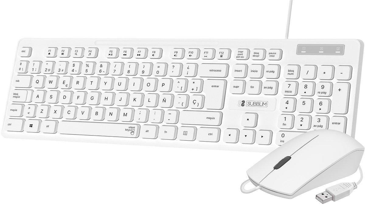 Keyboard and Mouse Subblim SUBKBCCSSK02 White