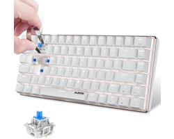 Ergonomisch Gaming Toetsenbord Mechanisch met Blue Switch en Witte LED Backlit - 82 Toetsen