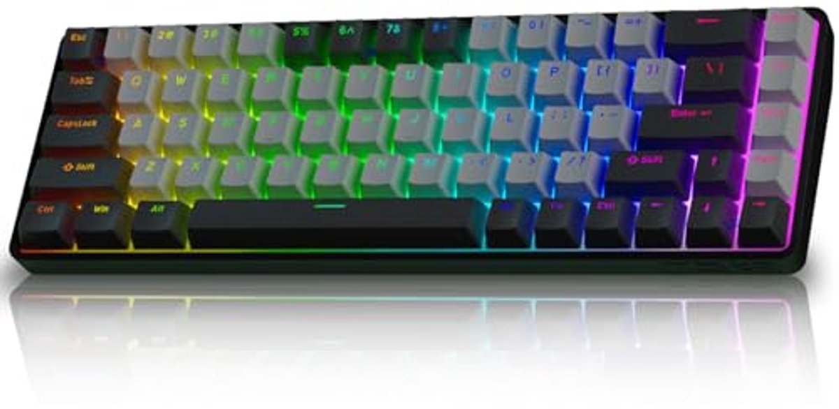 Draadloos mechanisch gamingtoetsenbord met RGB-verlichting en tri-mode connectiviteit