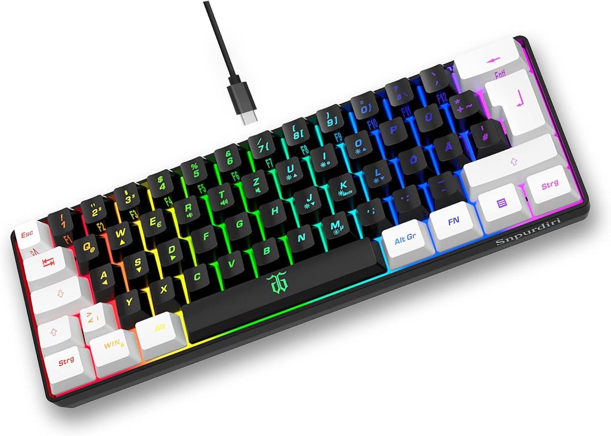 Compact 60% Gaming Toetsenbord RGB Bedraad voor PC en Mac