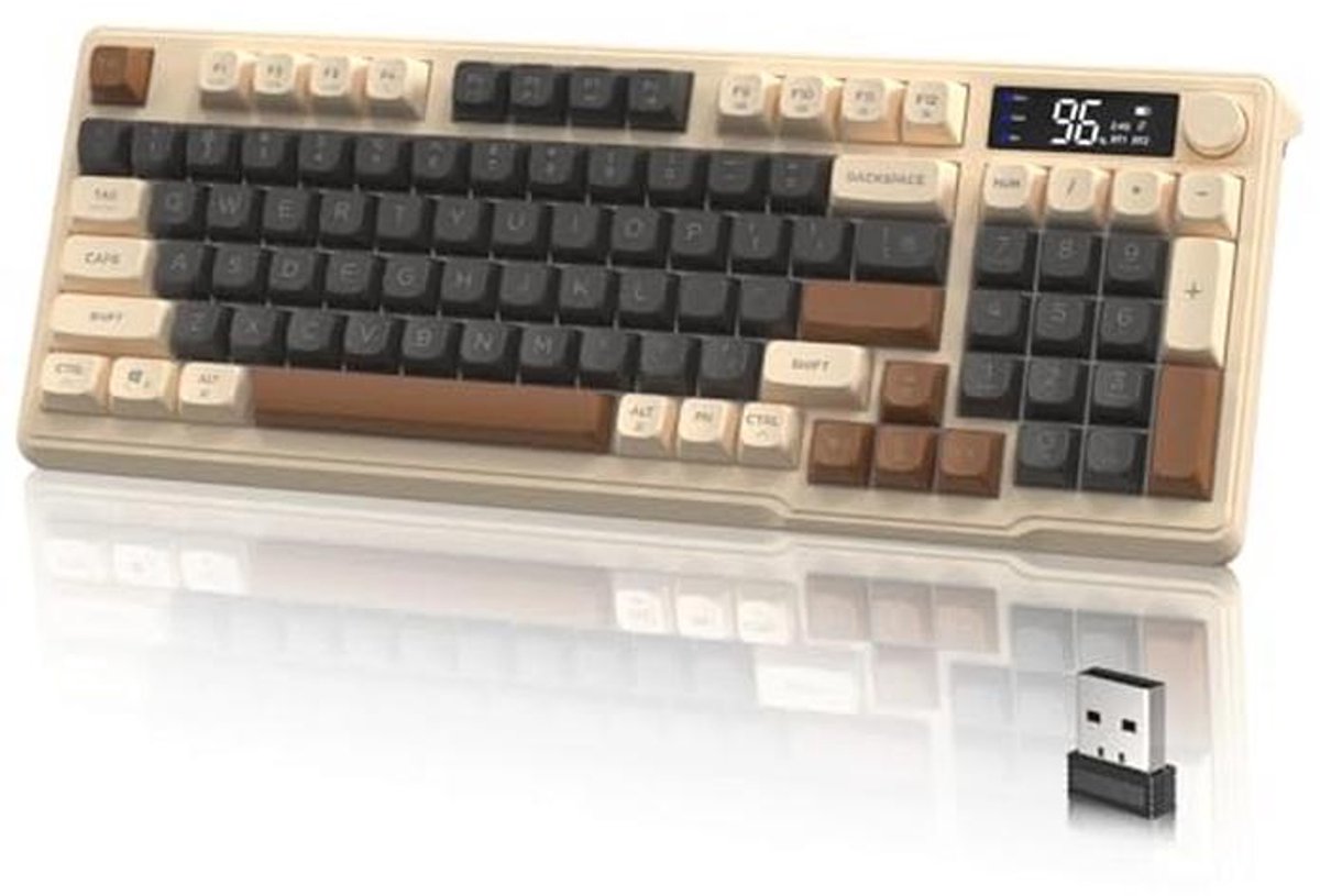 Draadloos Gaming Toetsenbord met Dual Mode, 90% Compact Ontwerp en Smart Display