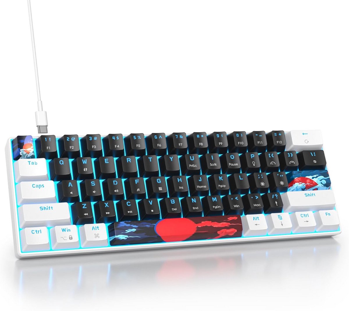 Compact Mechanisch Gaming Toetsenbord met 61 Toetsen en LED Verlichting